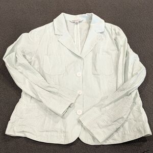 PENDELTON Aqua Striped Seersucker White Jacket Blazer size Large